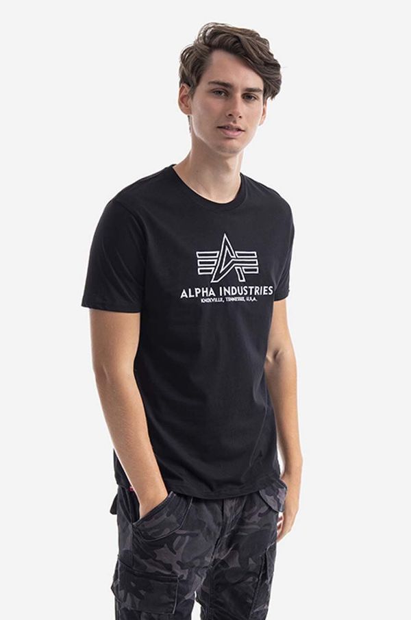 Alpha Industries Pamučna majica Alpha Industries boja: crna, s aplikacijom, 118505.95-black