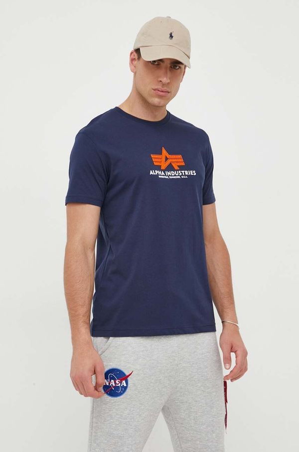 Alpha Industries Pamučna majica Alpha Industries boja: tamno plava, s aplikacijom