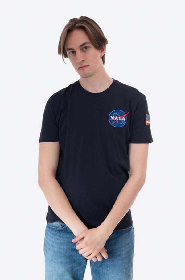 Alpha Industries Pamučna majica Alpha Industries Space Shuttle T boja: tamno plava, s tiskom, 176507.07-navy 176507.07