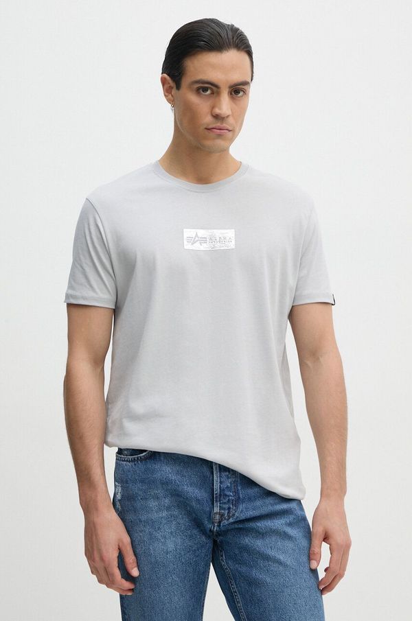 Alpha Industries Pamučna majica Alpha Industries za muškarce, boja: siva, s aplikacijom, 148514
