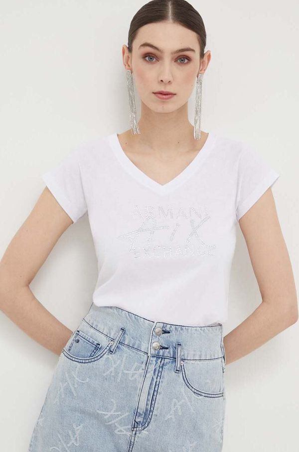 Armani Exchange Pamučna majica Armani Exchange boja: bijela