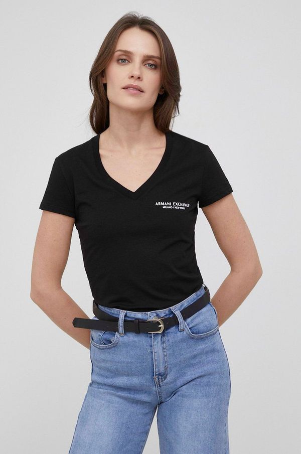 Armani Exchange Pamučna majica Armani Exchange boja crna
