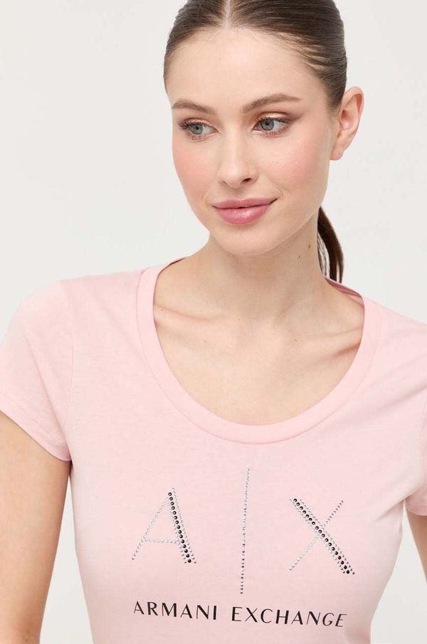 Armani Exchange Pamučna majica Armani Exchange boja: ružičasta