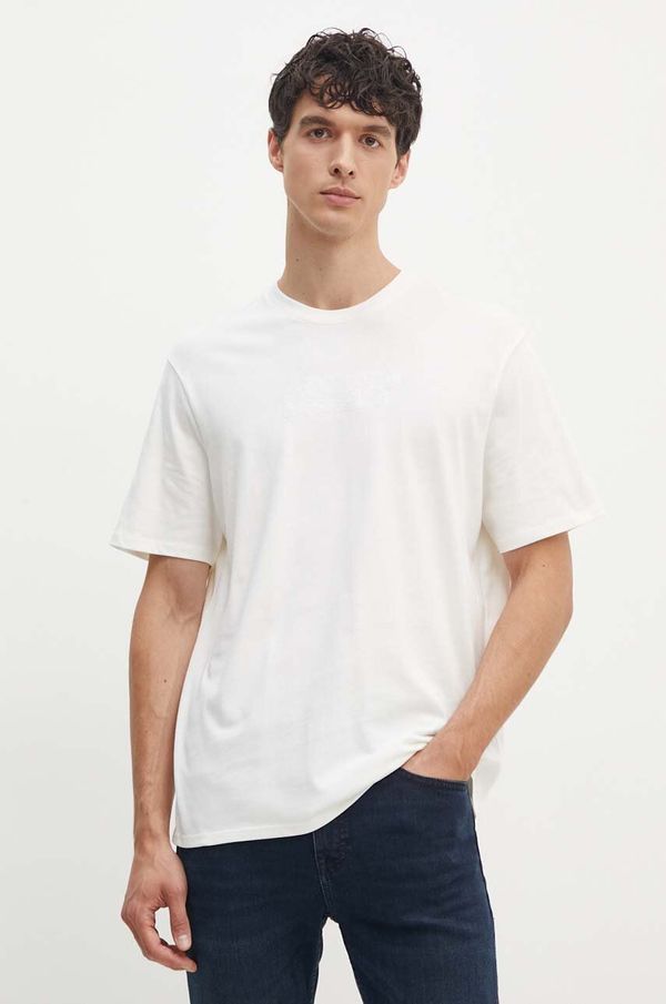Armani Exchange Pamučna majica Armani Exchange za muškarce, boja: bež, s aplikacijom, 6DZTAC ZJASZ