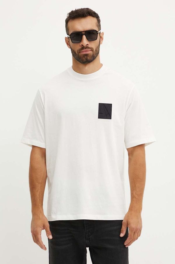 Armani Exchange Pamučna majica Armani Exchange za muškarce, boja: bijela, s aplikacijom, 6DZTJG ZJ8EZ