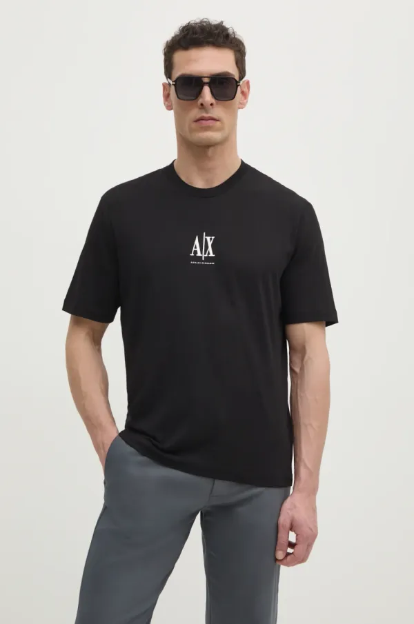 Armani Exchange Pamučna majica Armani Exchange za muškarce, boja: crna, s aplikacijom, XM000363 AF12308