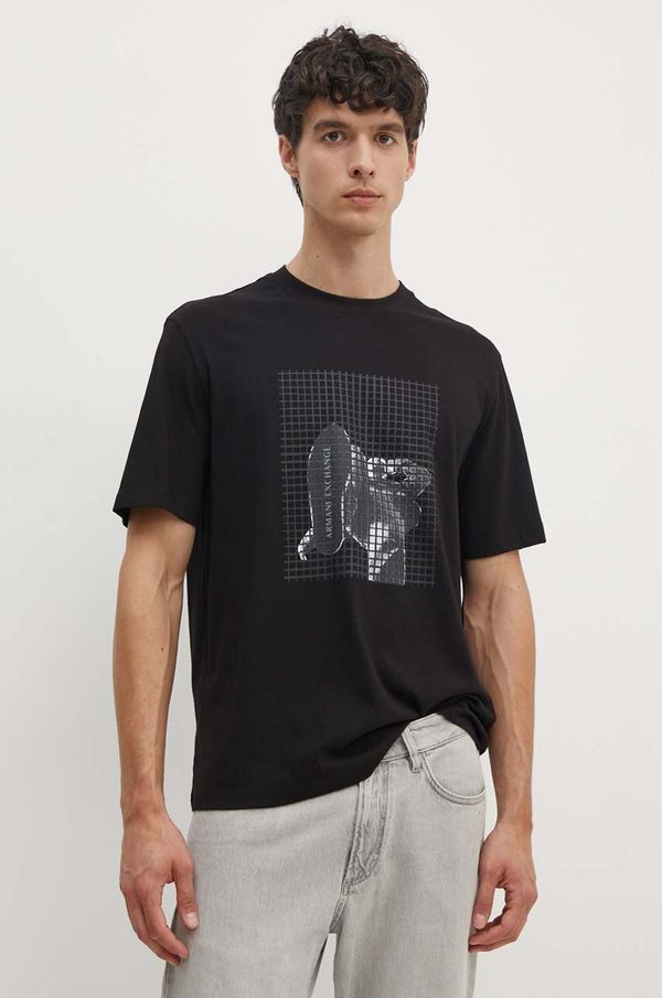 Armani Exchange Pamučna majica Armani Exchange za muškarce, boja: crna, s tiskom, 6DZTLD ZJ9JZ