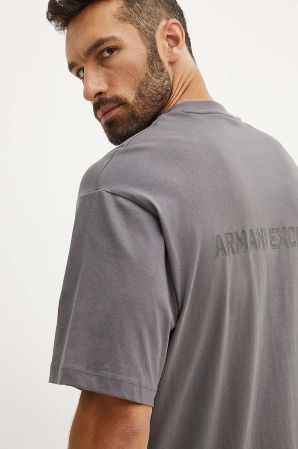 Armani Exchange Pamučna majica Armani Exchange za muškarce, boja: siva, s tiskom, 6DZTLS ZJLFZ