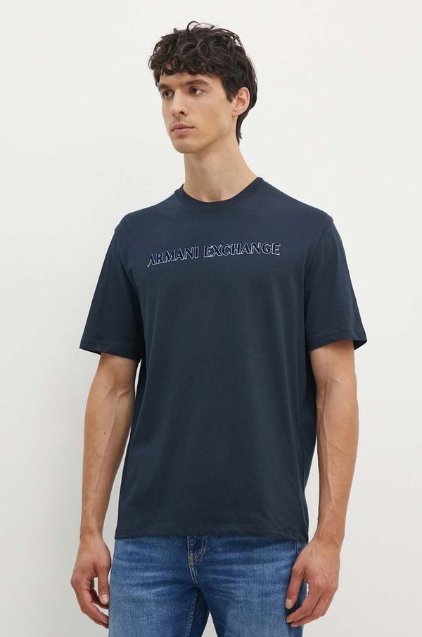 Armani Exchange Pamučna majica Armani Exchange za muškarce, boja: tamno plava, s tiskom, 6DZTBD ZJ3VZ