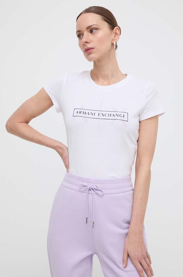 Armani Exchange Pamučna majica Armani Exchange za žene, boja: bijela, 3DYT46 YJ3RZ