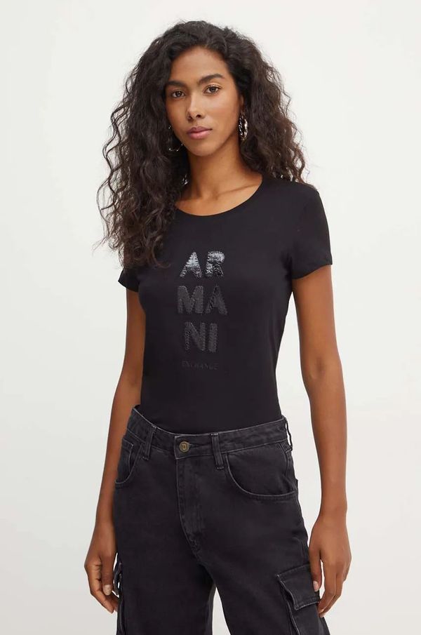 Armani Exchange Pamučna majica Armani Exchange za žene, boja: crna, 6DYT39 YJ3RZ