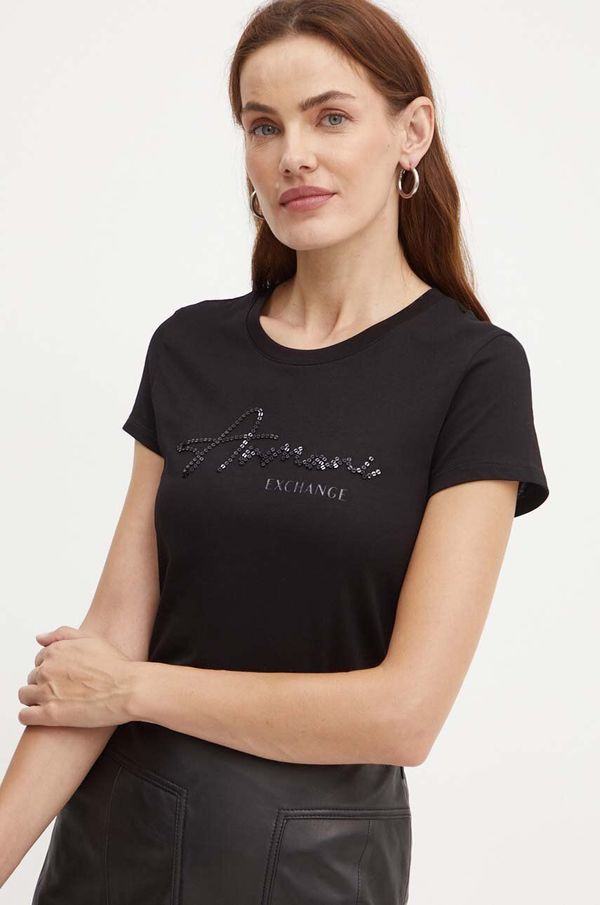Armani Exchange Pamučna majica Armani Exchange za žene, boja: crna, 6DYT51 YJG3Z