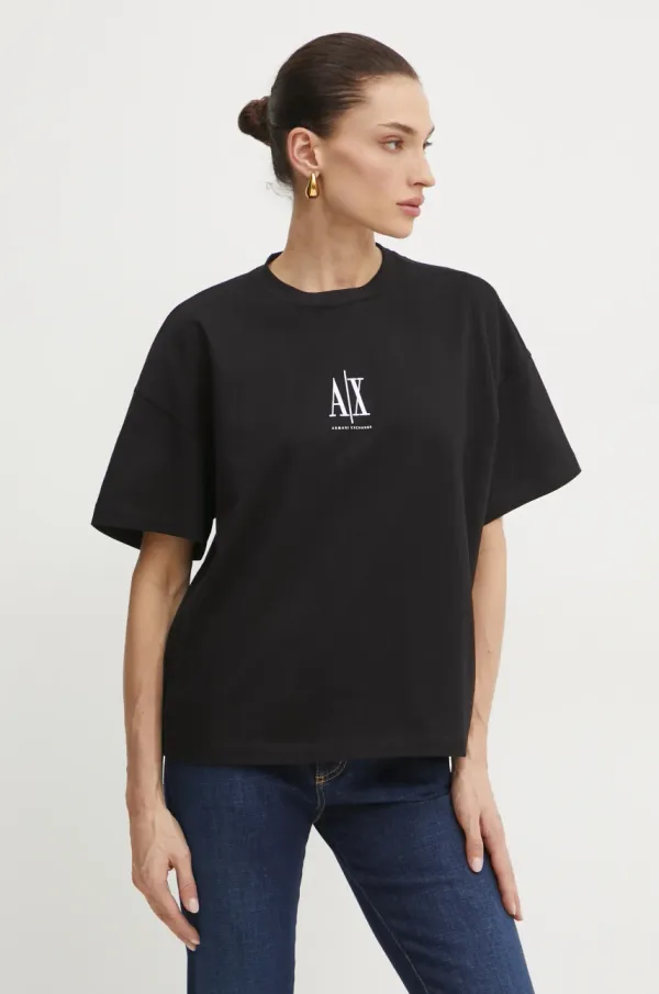 Armani Exchange Pamučna majica Armani Exchange za žene, boja: crna, XW001182 AF15085