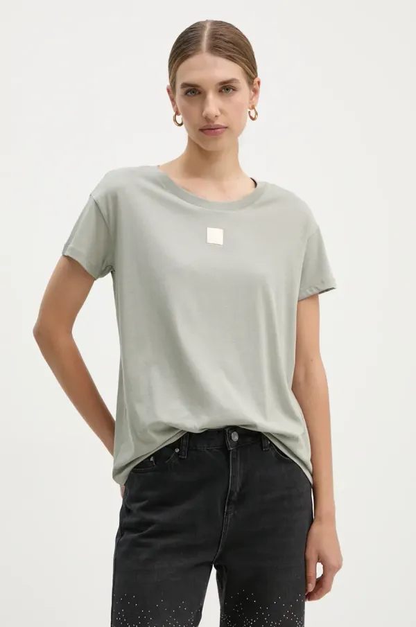 Armani Exchange Pamučna majica Armani Exchange za žene, boja: siva, 6DYT24 YJ3RZ