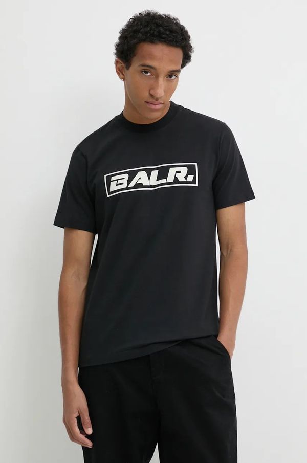 BALR. Pamučna majica BALR. The Club za muškarce, boja: crna, s tiskom, B1112 1266