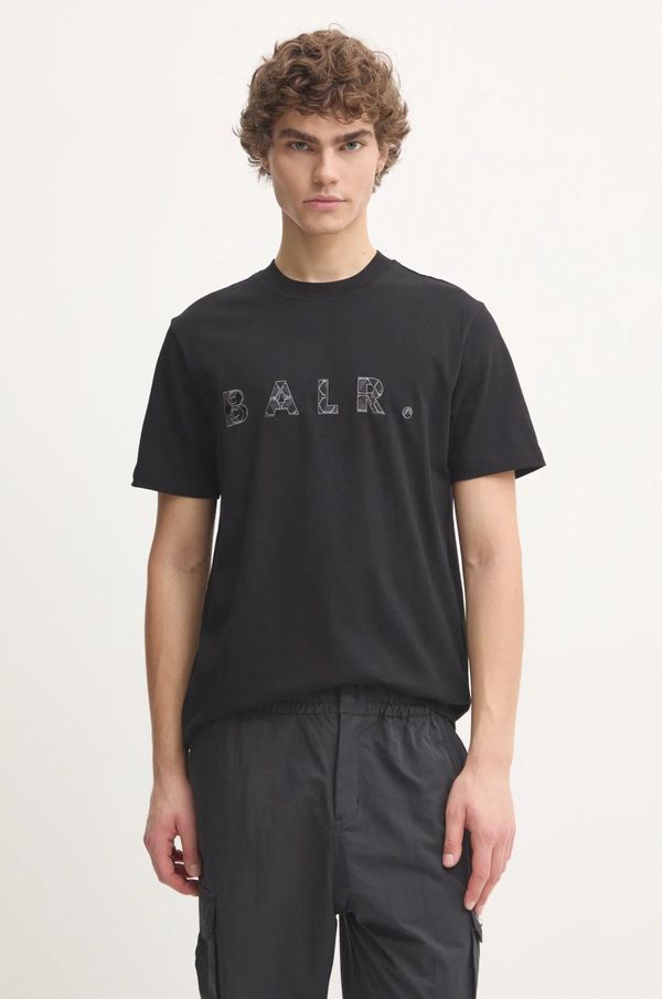 BALR. Pamučna majica BALR. za muškarce, boja: crna, s aplikacijom, B1112 1267