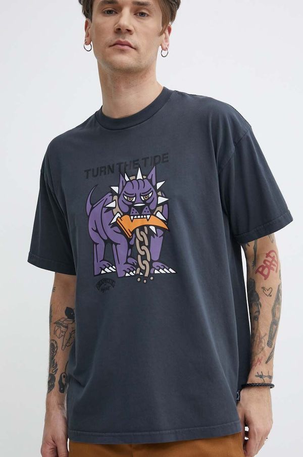 Billabong Pamučna majica Billabong za muškarce, boja: crna, s tiskom, ABYZT02237