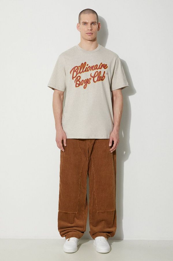 Billionaire Boys Club Pamučna majica Billionaire Boys Club Script Logo za muškarce, boja: siva, s tiskom, B24134