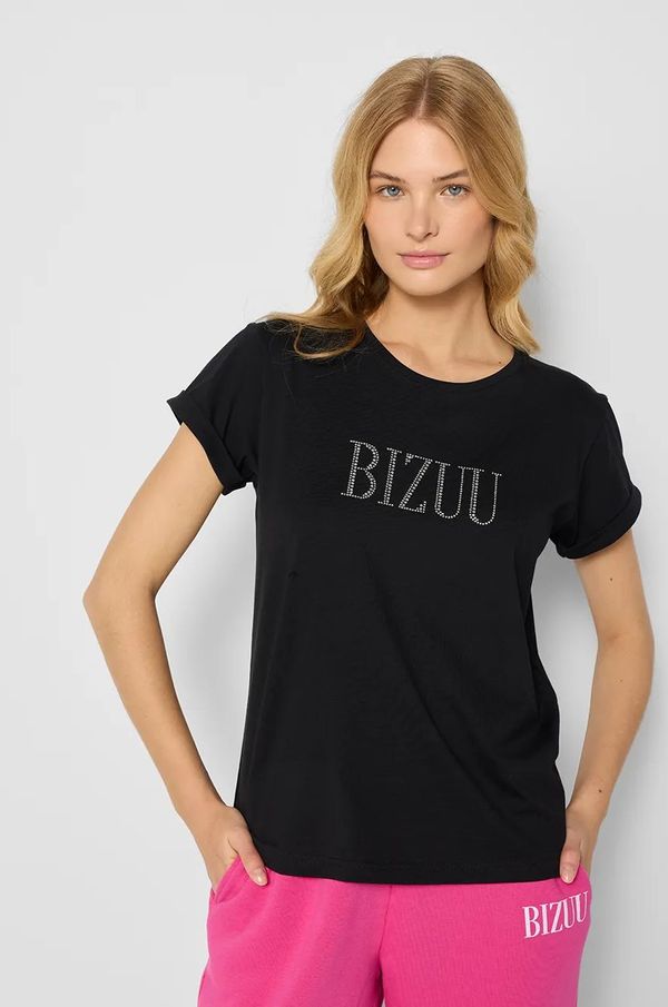 BIZUU Pamučna majica Bizuu HEARTY za žene, boja: crna, T_SHIRT HEARTY_CZARNY_AW24