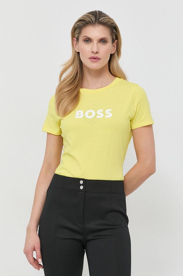 Boss Pamučna majica BOSS boja: žuta, 50468356