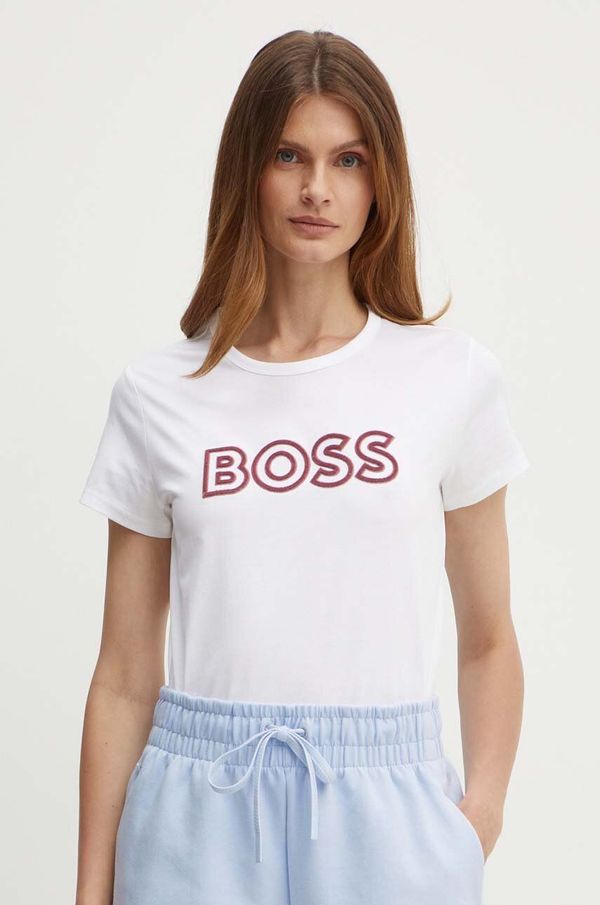 BOSS Pamučna majica BOSS za žene, boja: bijela, 50522209
