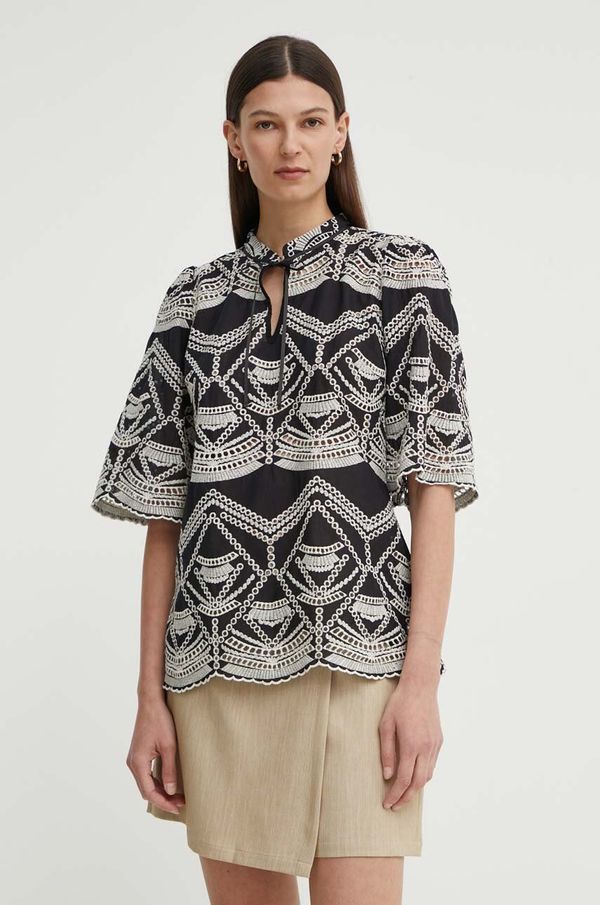 Bruuns Bazaar Pamučna majica Bruuns Bazaar ArvensisBBLarin shirt za žene, boja: crna, s aplikacijom, BBW3921
