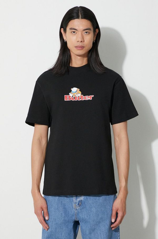 Butter Goods Pamučna majica Butter Goods Teddy Logo Tee za muškarce, boja: crna, s tiskom, BGQ3230102