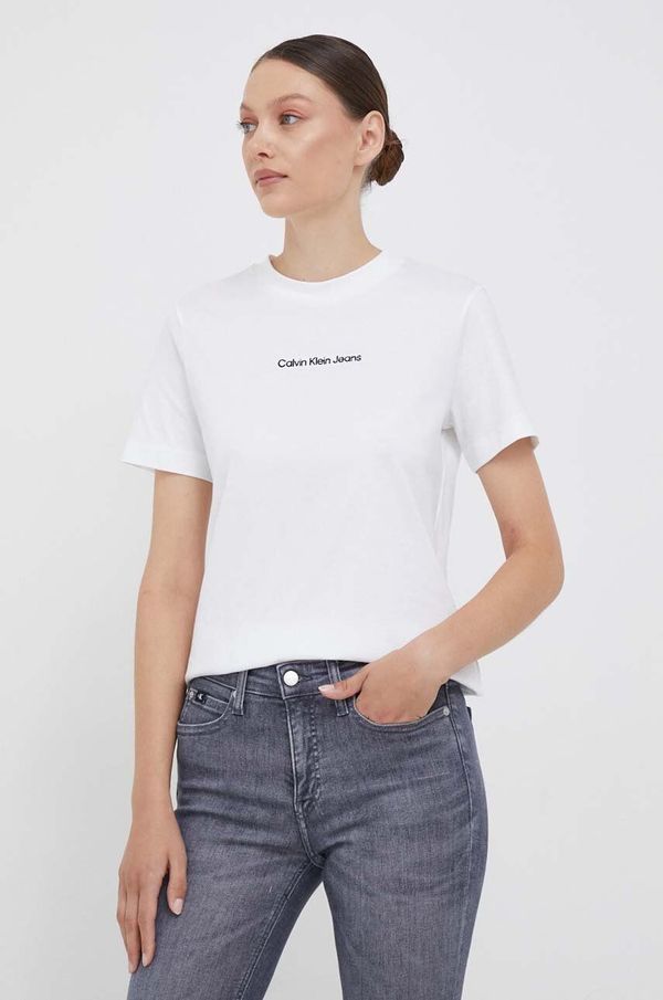 Calvin Klein Jeans Pamučna majica Calvin Klein Jeans boja: bijela, J20J221065