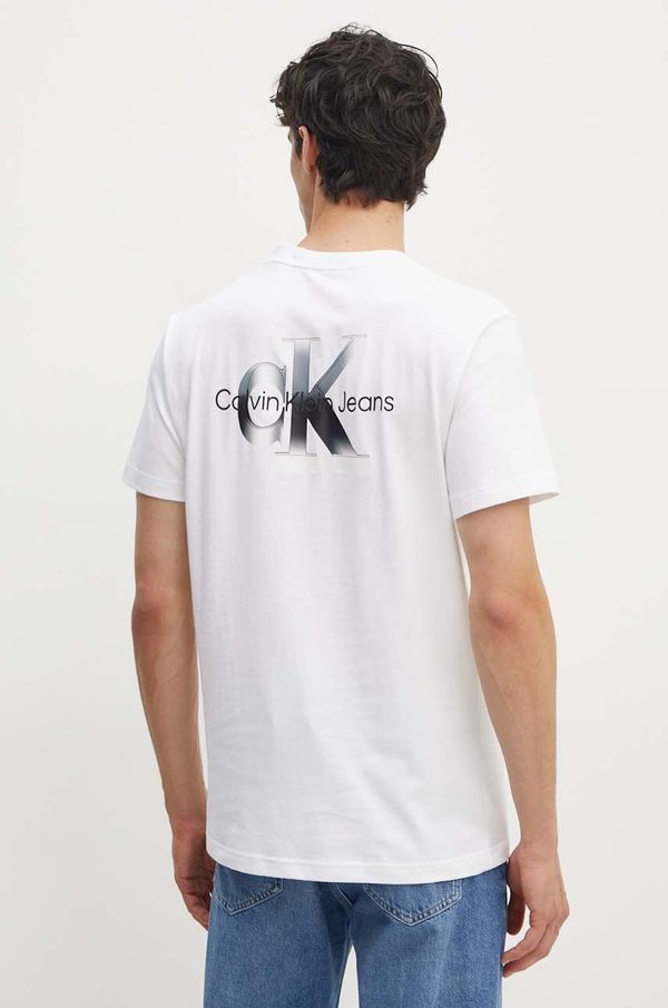 Calvin Klein Jeans Pamučna majica Calvin Klein Jeans za muškarce, boja: bijela, s tiskom, J30J325683