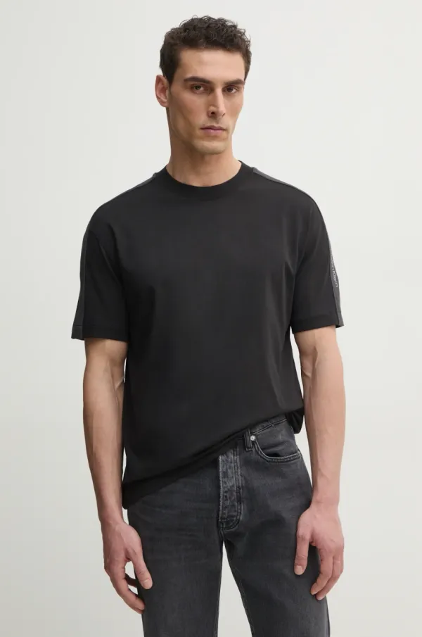 Calvin Klein Jeans Pamučna majica Calvin Klein Jeans za muškarce, boja: crna, bez uzorka, J30J327237