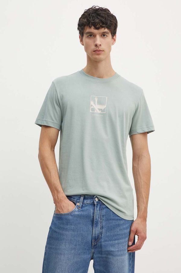 Calvin Klein Jeans Pamučna majica Calvin Klein Jeans za muškarce, boja: zelena, s tiskom, J30J325687