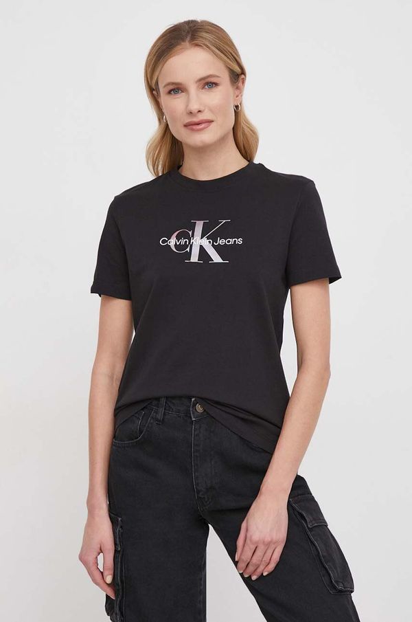 Calvin Klein Jeans Pamučna majica Calvin Klein Jeans za žene, boja: crna