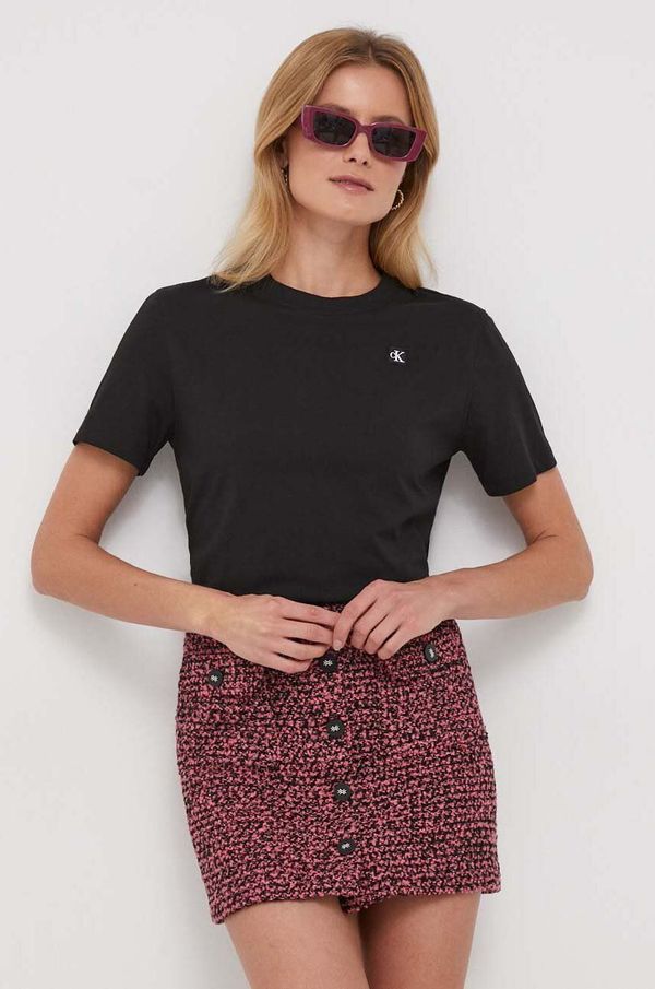Calvin Klein Jeans Pamučna majica Calvin Klein Jeans za žene, boja: crna, J20J223226