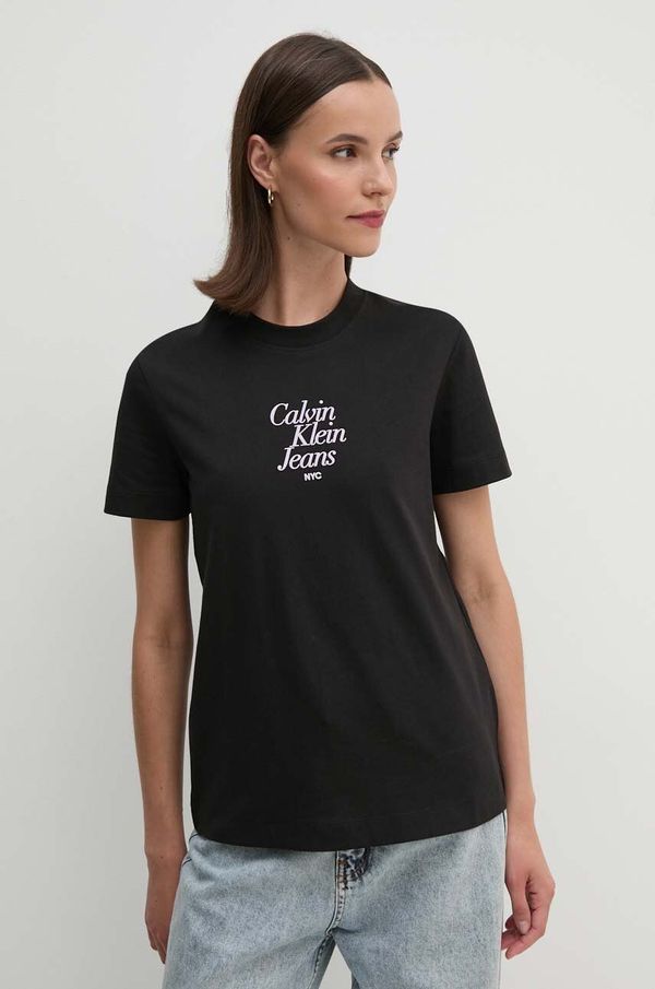 Calvin Klein Jeans Pamučna majica Calvin Klein Jeans za žene, boja: crna, J20J224890