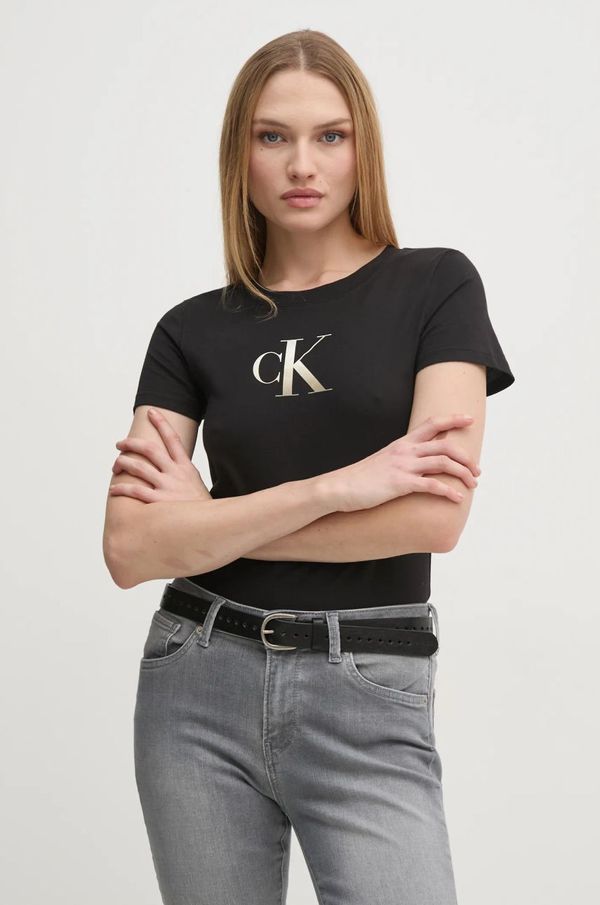 Calvin Klein Jeans Pamučna majica Calvin Klein Jeans za žene, boja: crna, J20J224982