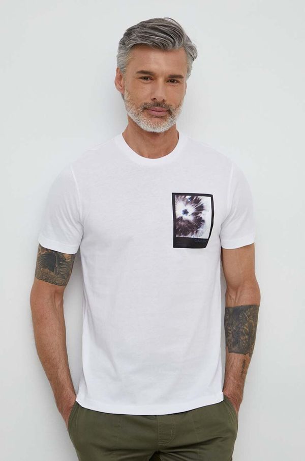 Calvin Klein Pamučna majica Calvin Klein za muškarce, boja: bijela, s tiskom, K10K112492