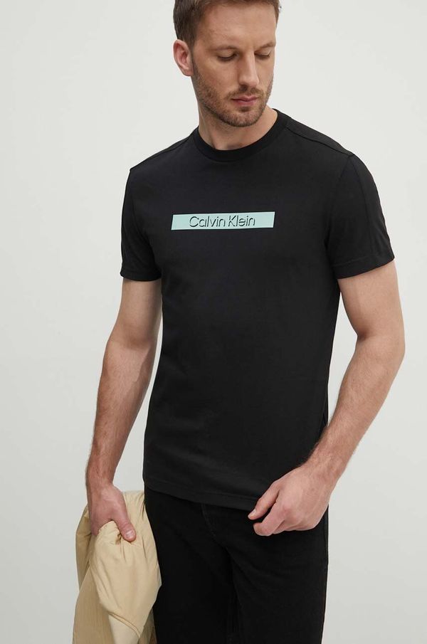 Calvin Klein Pamučna majica Calvin Klein za muškarce, boja: crna, s tiskom, K10K113110