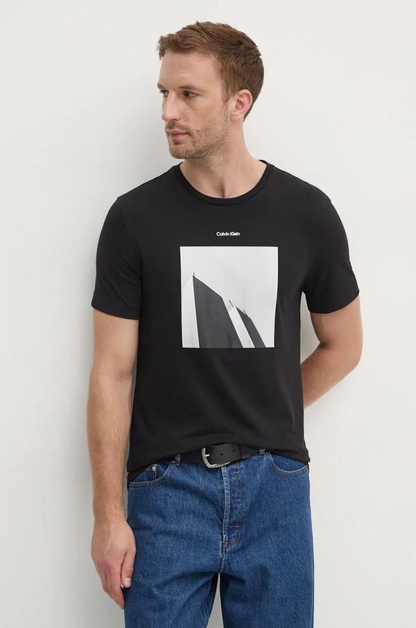 Calvin Klein Pamučna majica Calvin Klein za muškarce, boja: crna, s tiskom, K10K113597