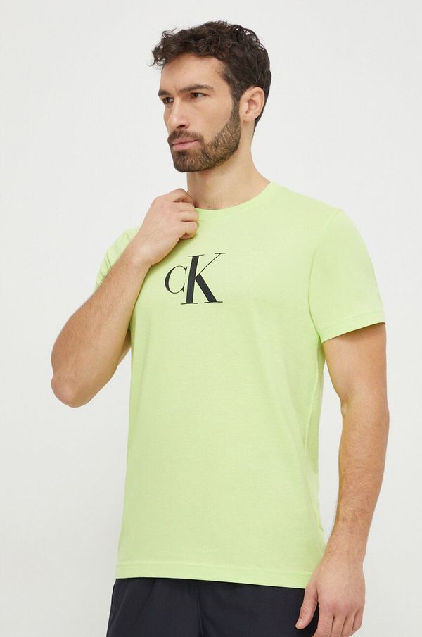 Calvin Klein Pamučna majica Calvin Klein za muškarce, boja: zelena, s tiskom, KM0KM00971