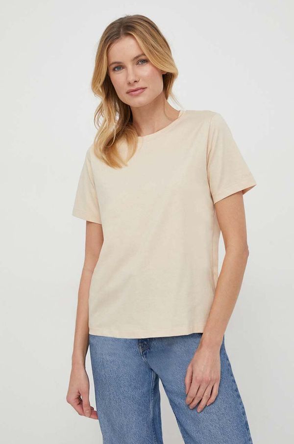 Calvin Klein Pamučna majica Calvin Klein za žene, boja: bež