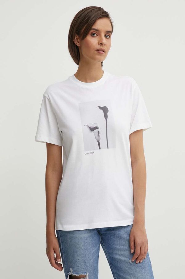 Calvin Klein Pamučna majica Calvin Klein za žene, boja: bijela, K20K207579