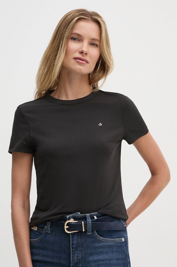 Calvin Klein Pamučna majica Calvin Klein za žene, boja: crna, K20K208061