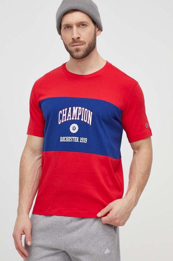 Champion Pamučna majica Champion za muškarce, boja: crvena, s tiskom, 219853