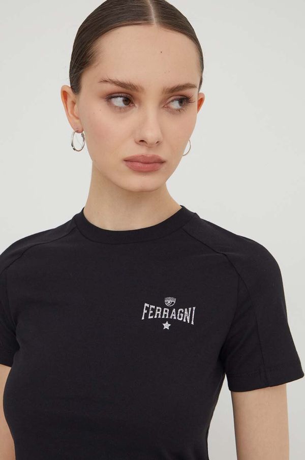 Chiara Ferragni Pamučna majica Chiara Ferragni za žene, boja: crna