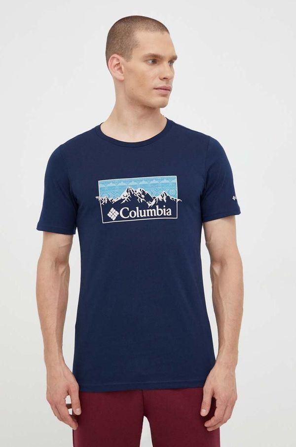 Columbia Pamučna majica Columbia boja: tamno plava, s tiskom