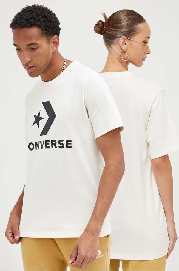 Converse Pamučna majica Converse boja: bež, s tiskom