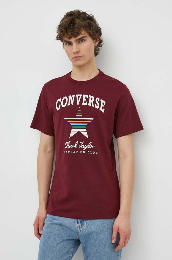 Converse Pamučna majica Converse boja: bordo, s tiskom