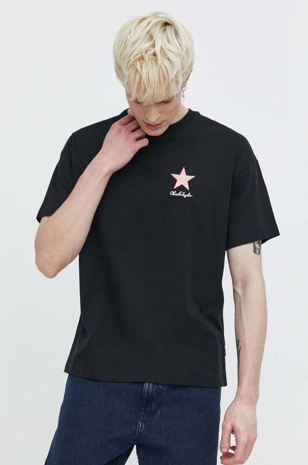 Converse Pamučna majica Converse boja: crna, s tiskom