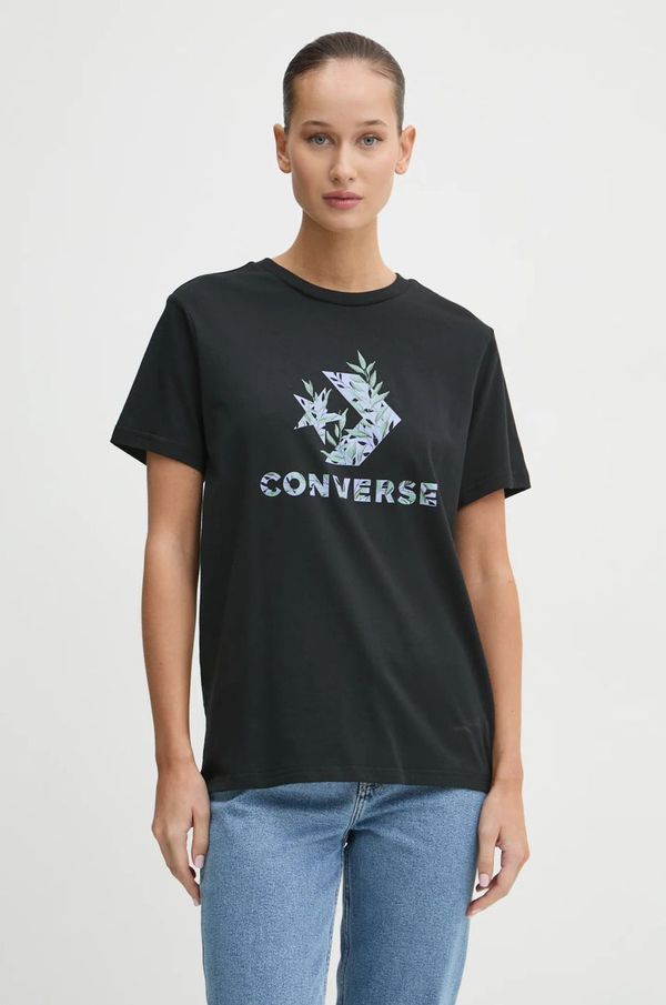 Converse Pamučna majica Converse za žene, boja: crna, 10026755-A02