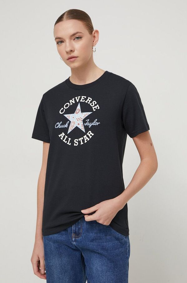 Converse Pamučna majica Converse za žene, boja: crna